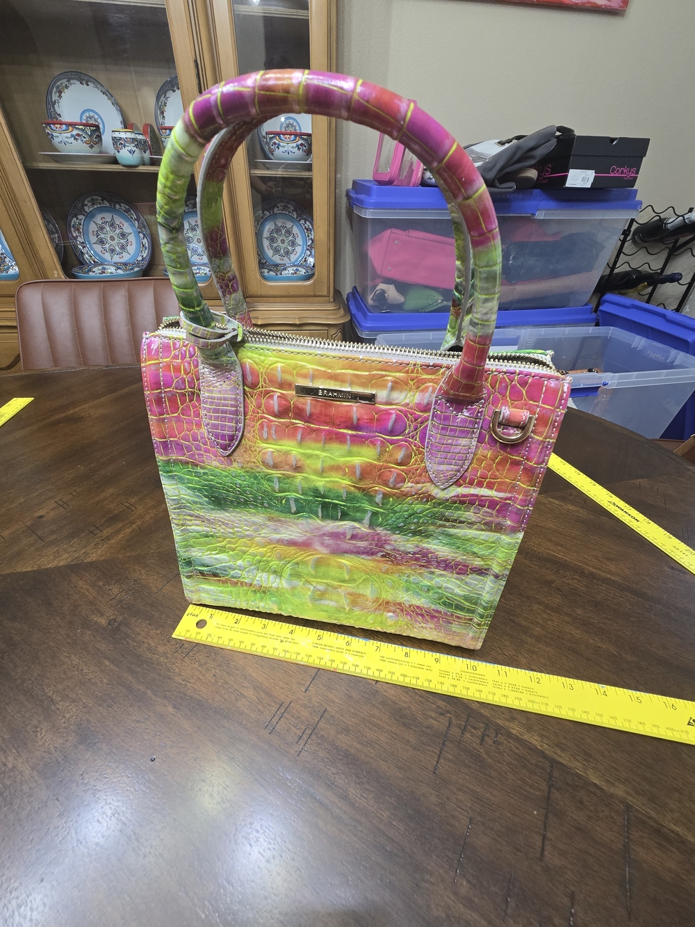Brahmin Multicolor Croc-Embossed Top-Handle Satchel - Picture 3 of 6